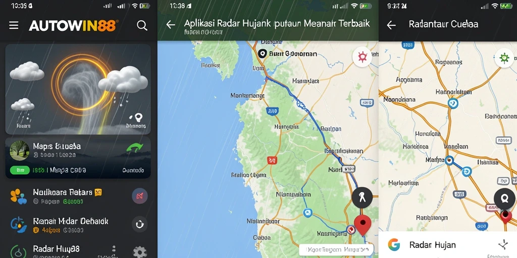 Antarmuka aplikasi AUTOWIN88 menunjukkan peta radar hujan yang akurat.