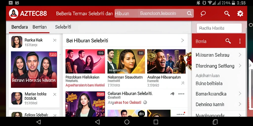 Antarmuka AZTEC88 menampilkan berita hiburan terbaru dan menarik.