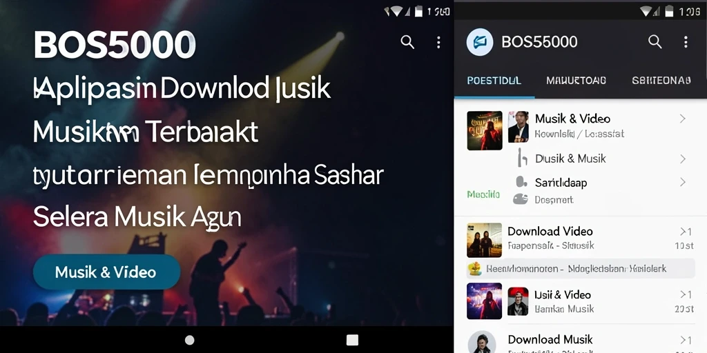 Tampilan antarmuka BOS5000 untuk download musik yang intuitif dan menarik.
