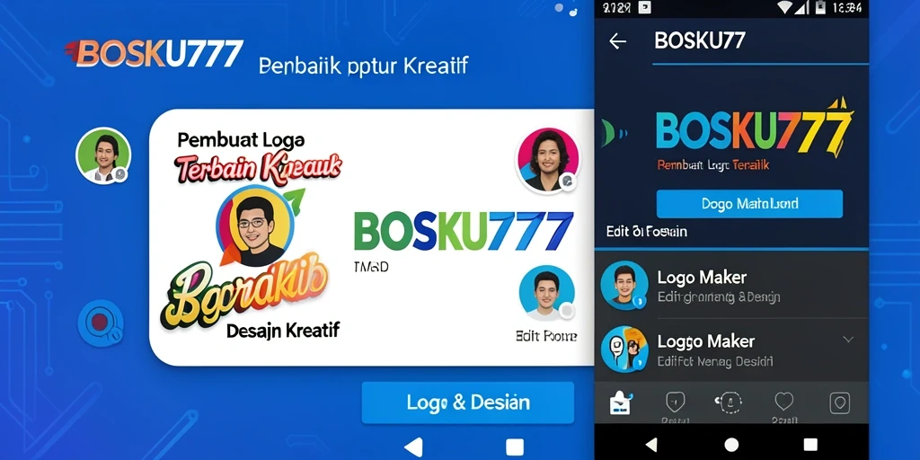 Screenshot antarmuka BOSKU777 yang menunjukkan pilihan fitur Logo Maker.