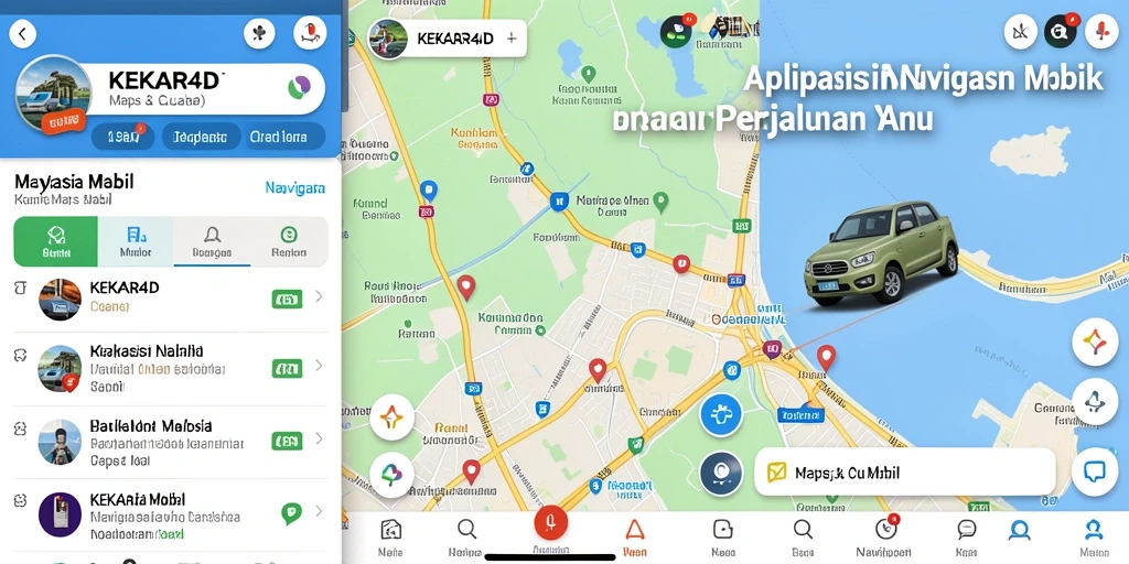 Tampilan antarmuka utama KEKAR4D untuk navigasi mobil yang intuitif.