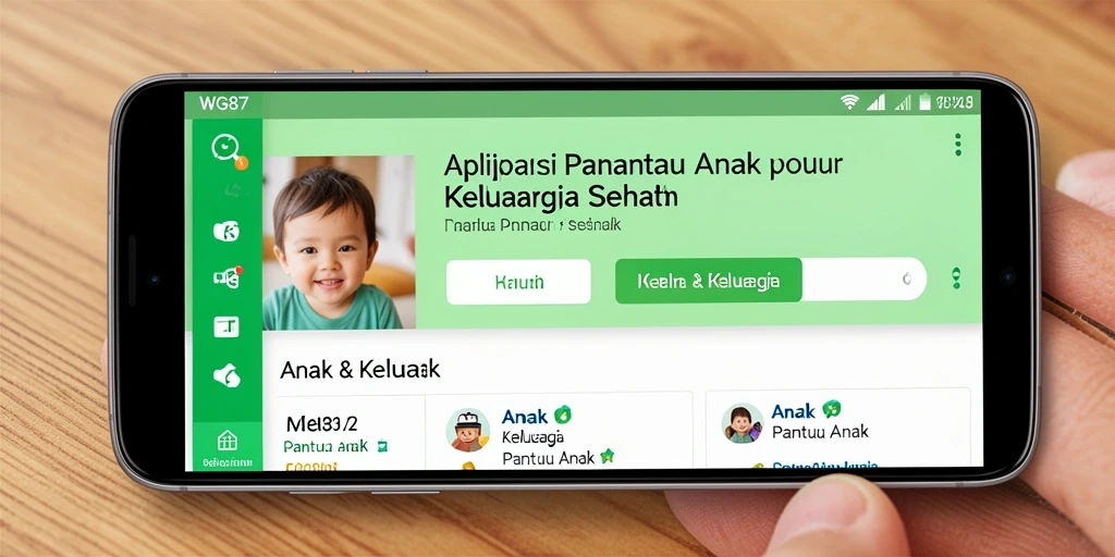 Antarmuka aplikasi WG87 untuk memantau anak dengan fitur intuitif.